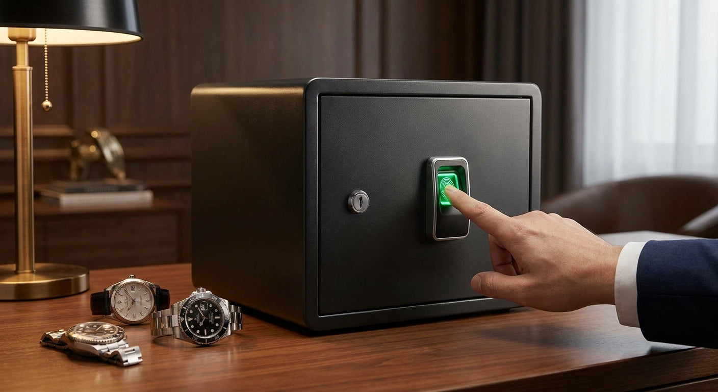 Watch safe with fingerprint lock: what to expect