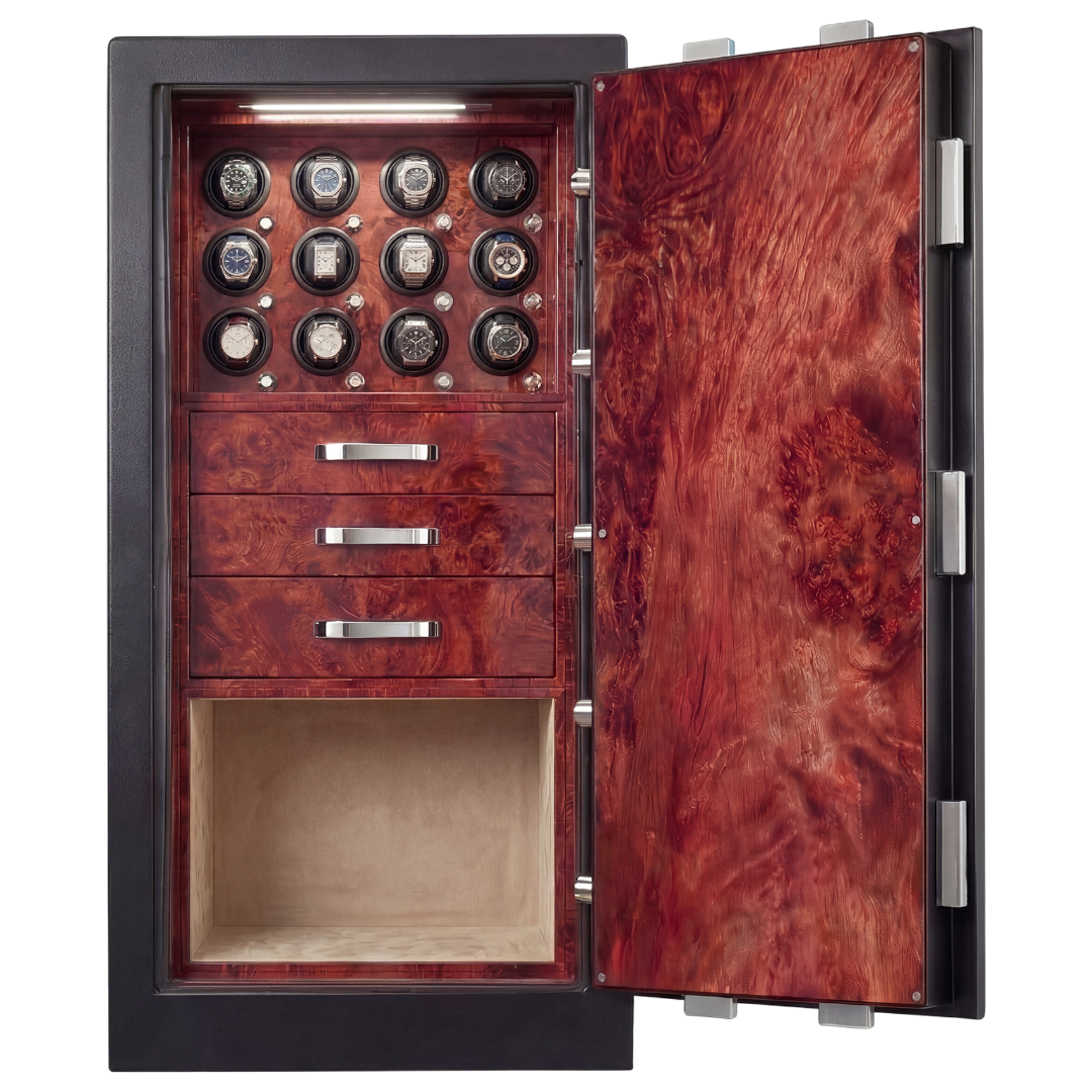 Veron Elite™ 12 Watch Safe — Burl Wood Red
