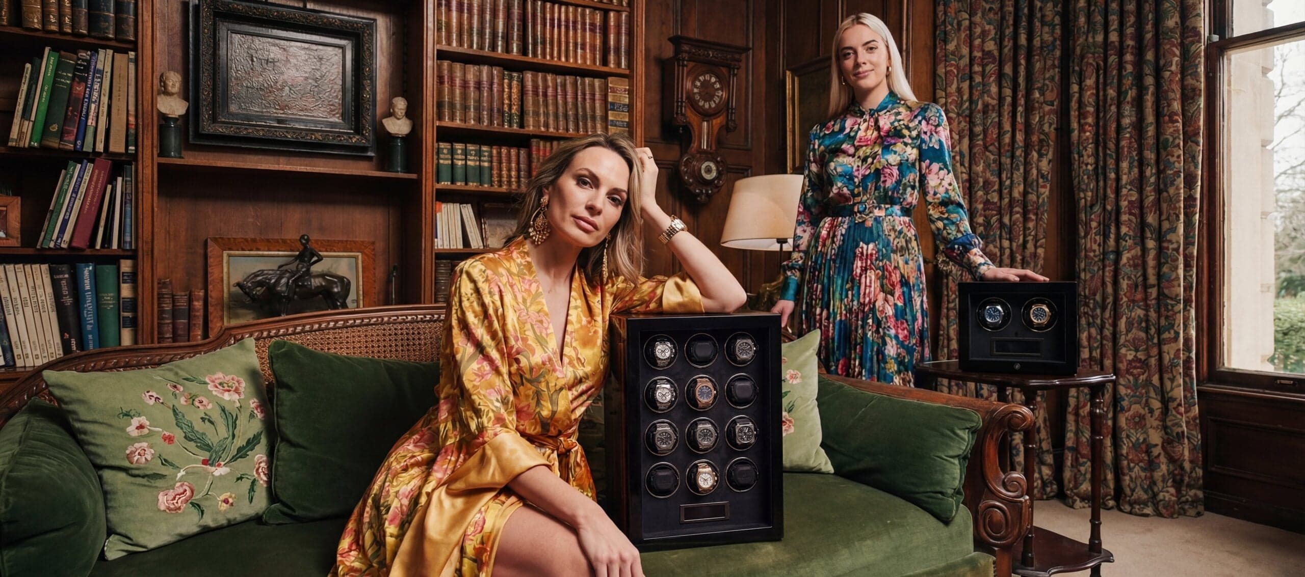 Collectors at home with Enigwatch winders in a panelled library