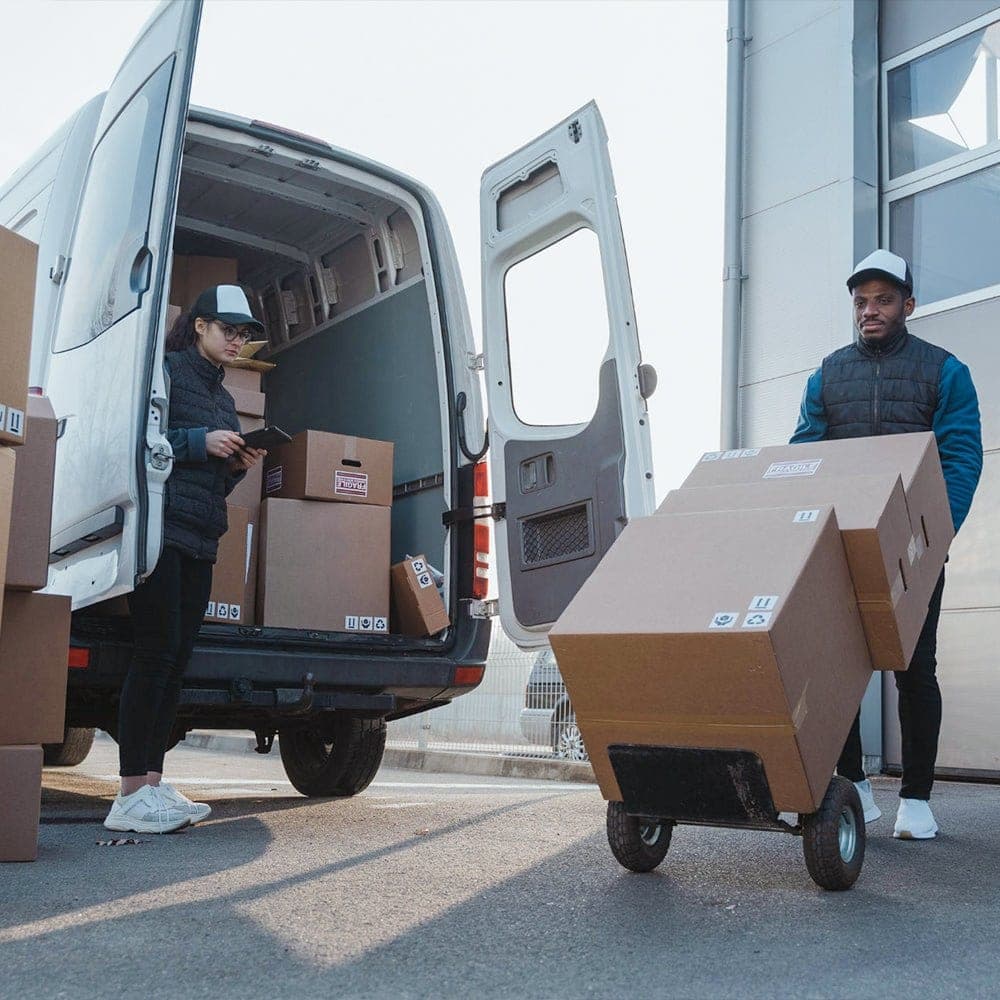 A white-glove delivery in progress
