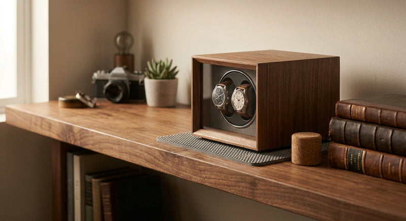 How to reduce watch winder vibration on a wood shelf