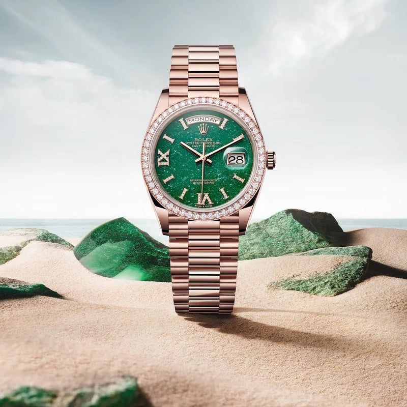 New Rolex Day-Date 36 Ref 128345RBR Green Aventurine Watch in 2023