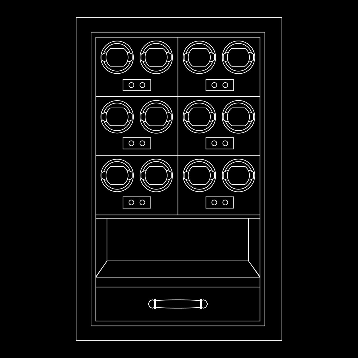 Apollo™ 12 Watch Safe — technical drawing