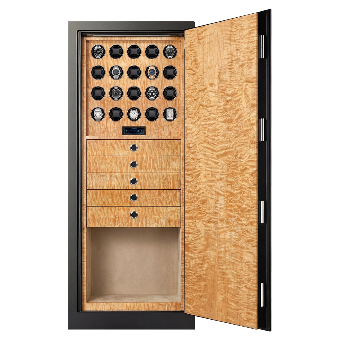 Grand Meridian™ 20 Watch Safe — Fiddleback Maple Wood